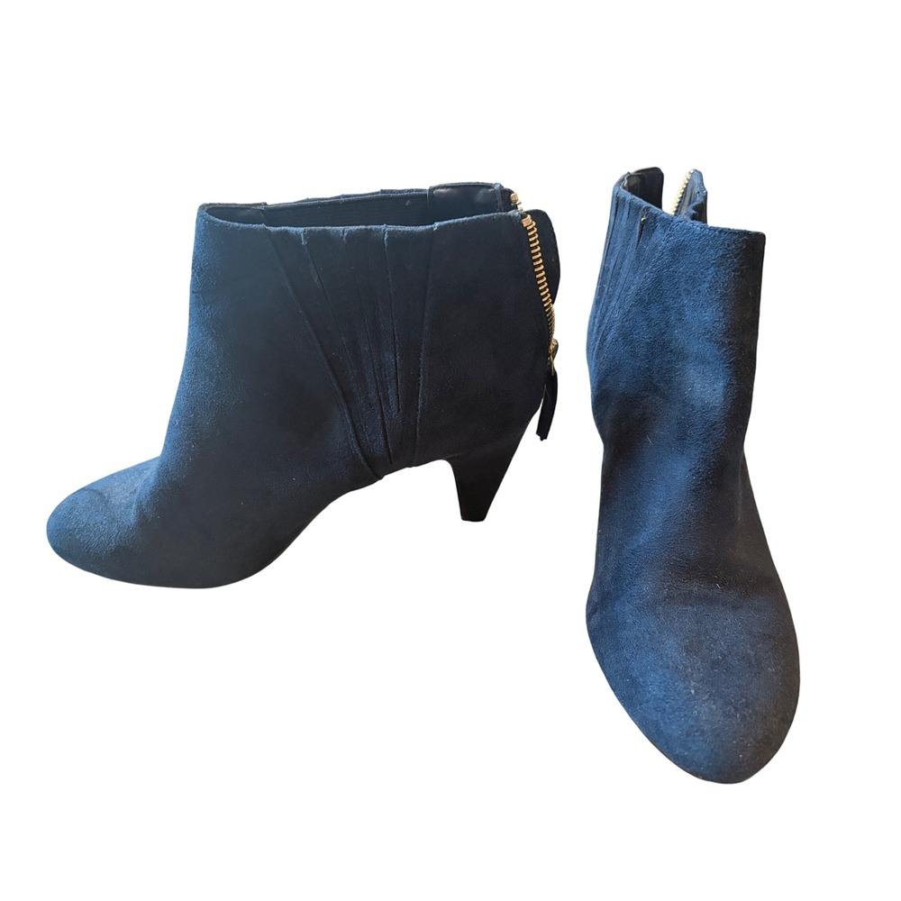 Bella Vita Blue Suede Ankle Boots Side Zip‎ Block Heel Womens Size 8M